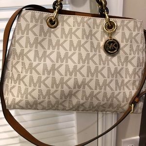 Michael Kors Satchel Creme & Brown tones